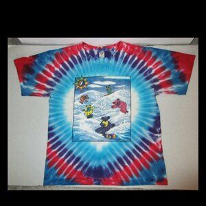 Vintage 1990 Grateful Dead Tie Dye Snowboarding Bears T-Shirt Sundog Size S